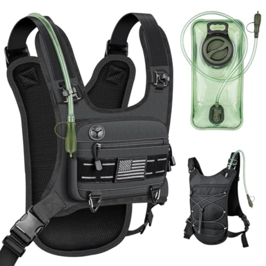 Reflective Running Gear Vest - Running Vest with 2L Water Bladder,