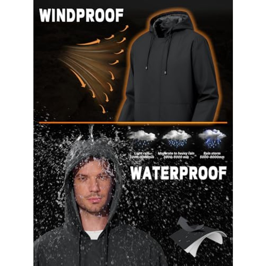 UIQUR Men's Rain Jacket Waterp - Running Gear In Rain ulasan dan harga