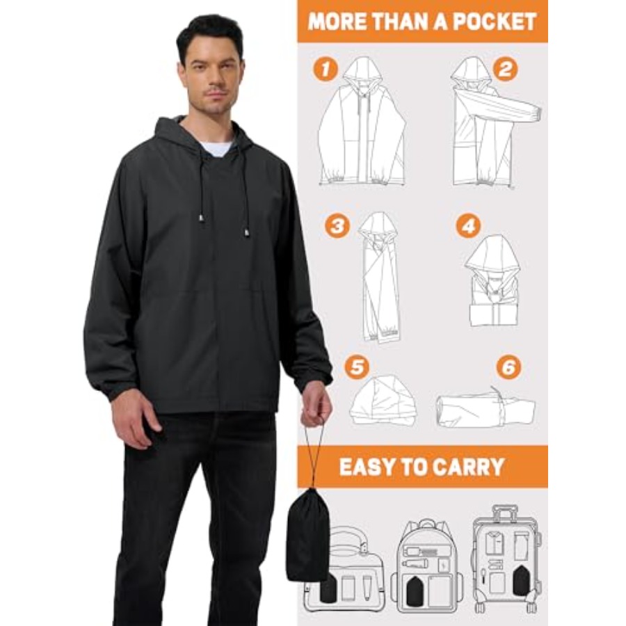 UIQUR Men's Rain Jacket Waterp - Running Gear In Rain ulasan dan harga