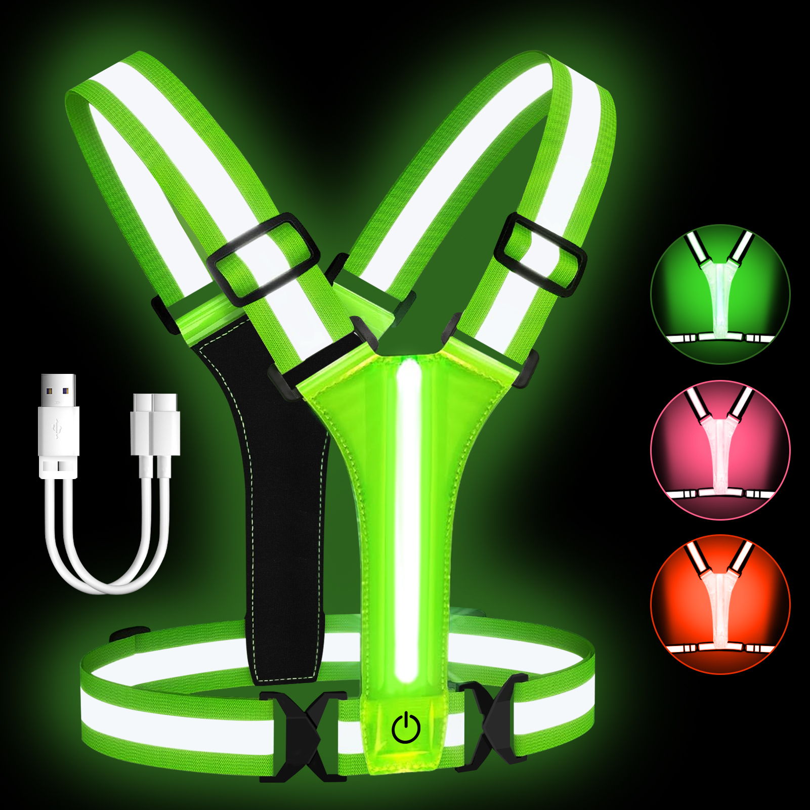 Adjustable LED Reflective Vest - Reflective Running Gear Vest ulasan dan harga
