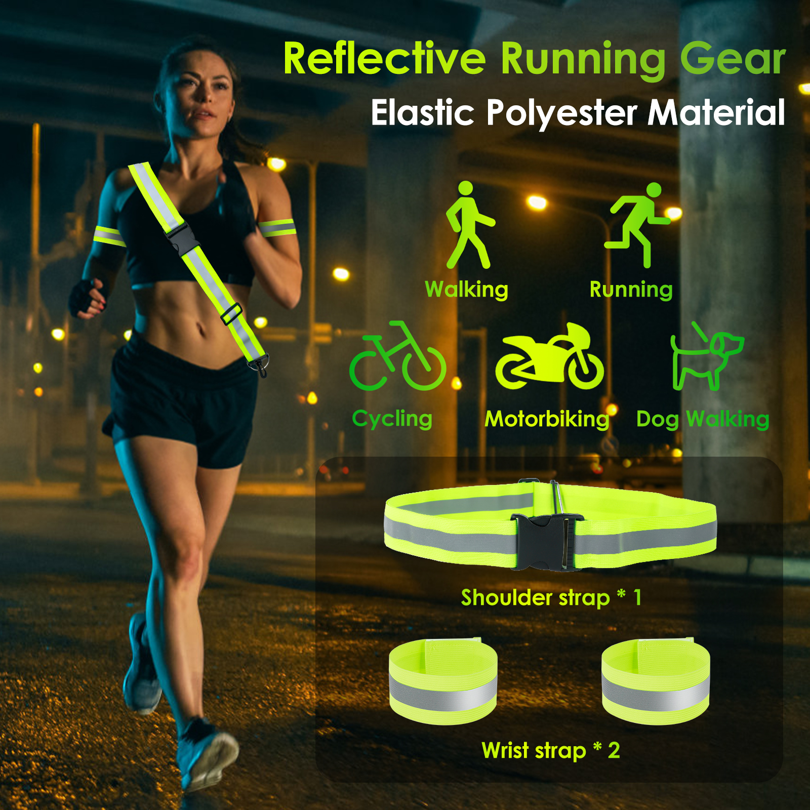 3pcs Reflective Sash for Walki - Running Gear Night ulasan dan harga
